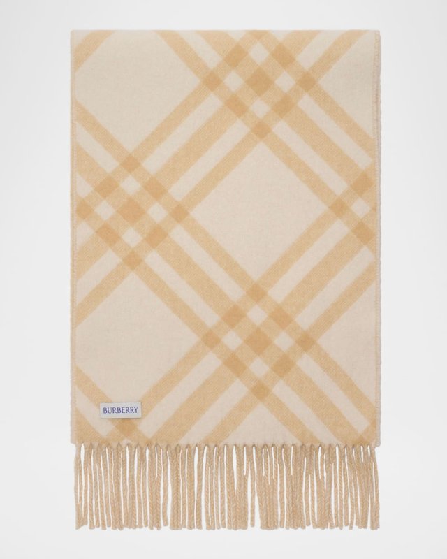 Double-Faced Cashmere Check Scarf